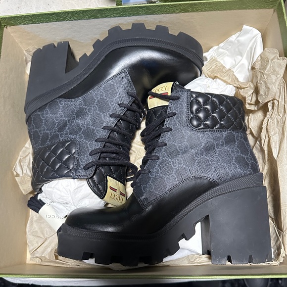 Gucci Apollo Supreme GG Quilted Combat Boots - Picture 1 of 7